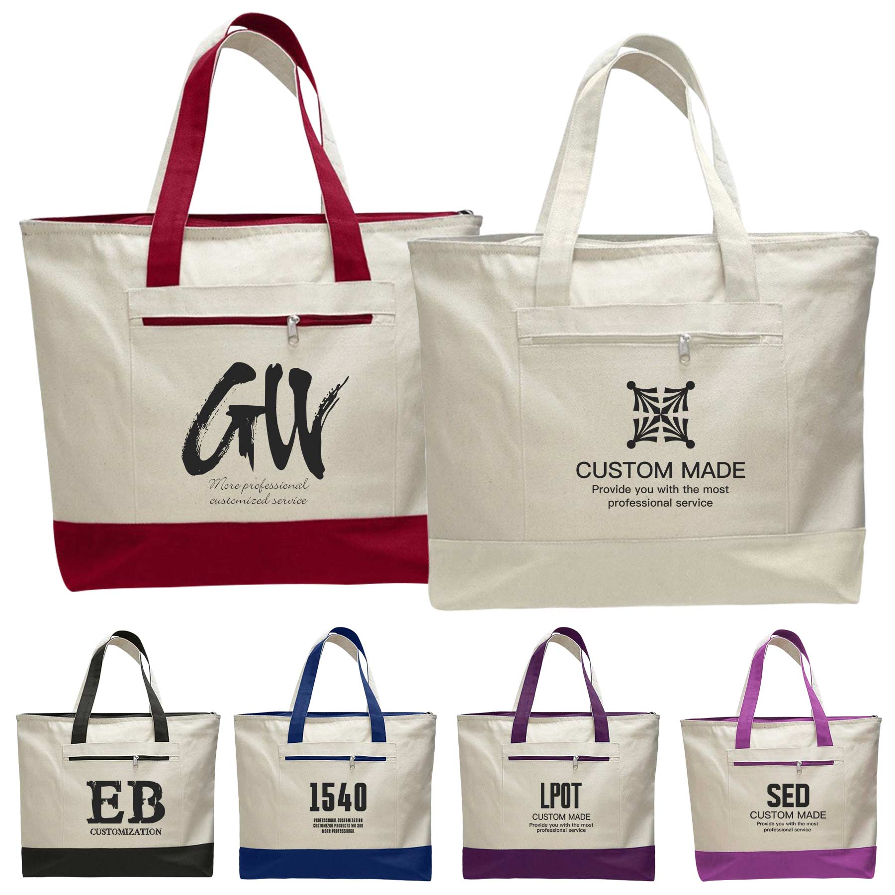 FlyFlyPromos - Large-capacity Canvas Bag with Zipper Image 1 - Promotional Product