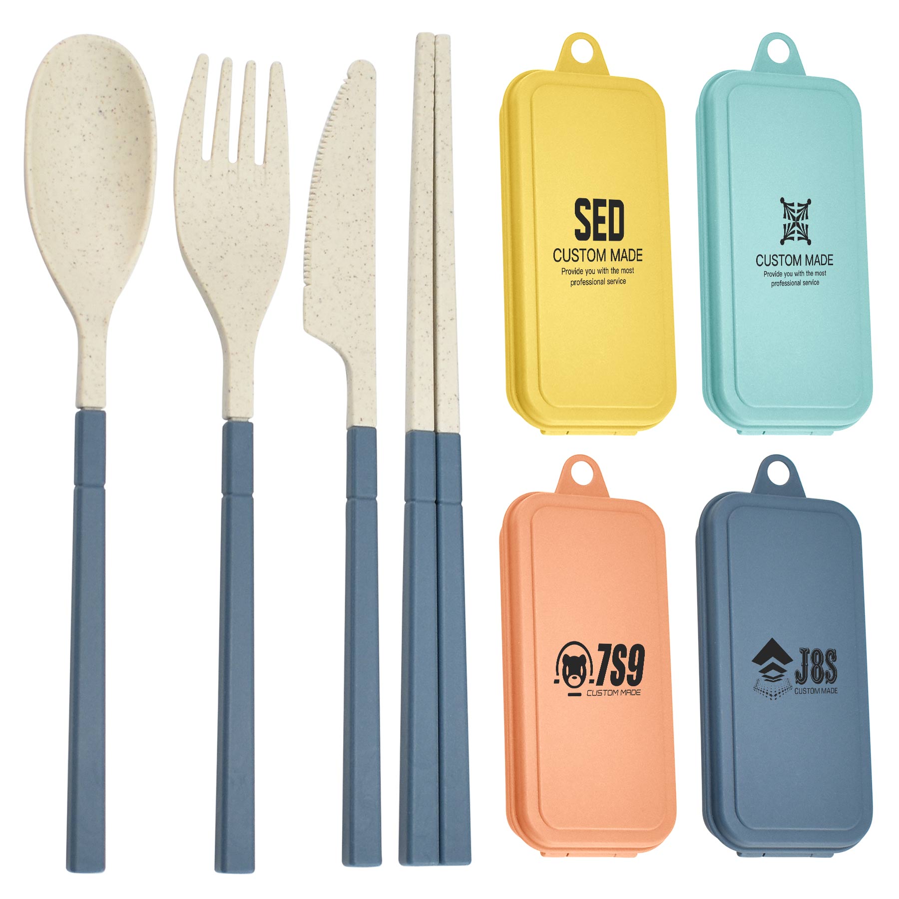 FlyFlyPromos - Wheat Straw Portable Cutlery Set - Promotional Product