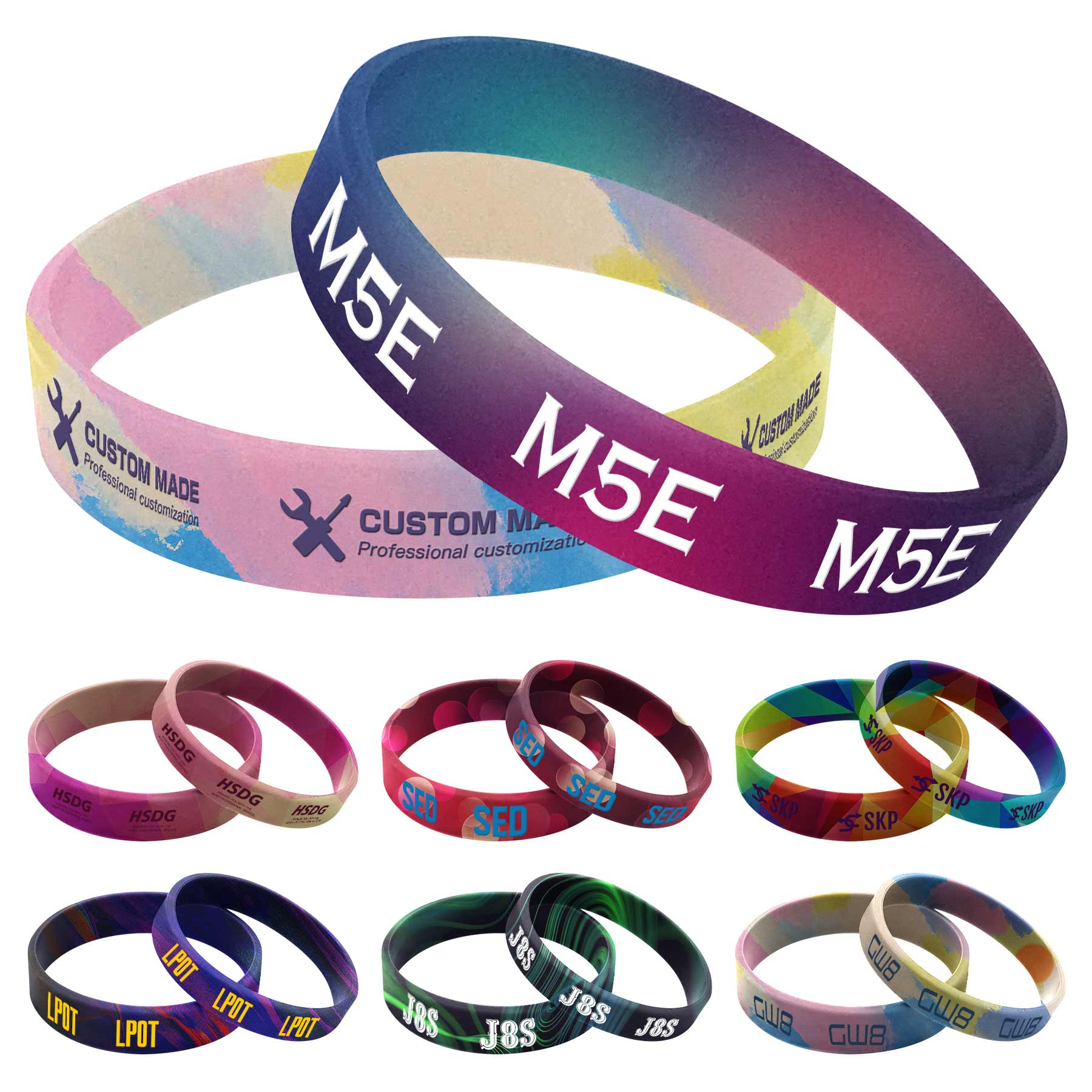 FlyFlyPromos - Tie Dye Unisex Silicone Bracelet - Promotional Product