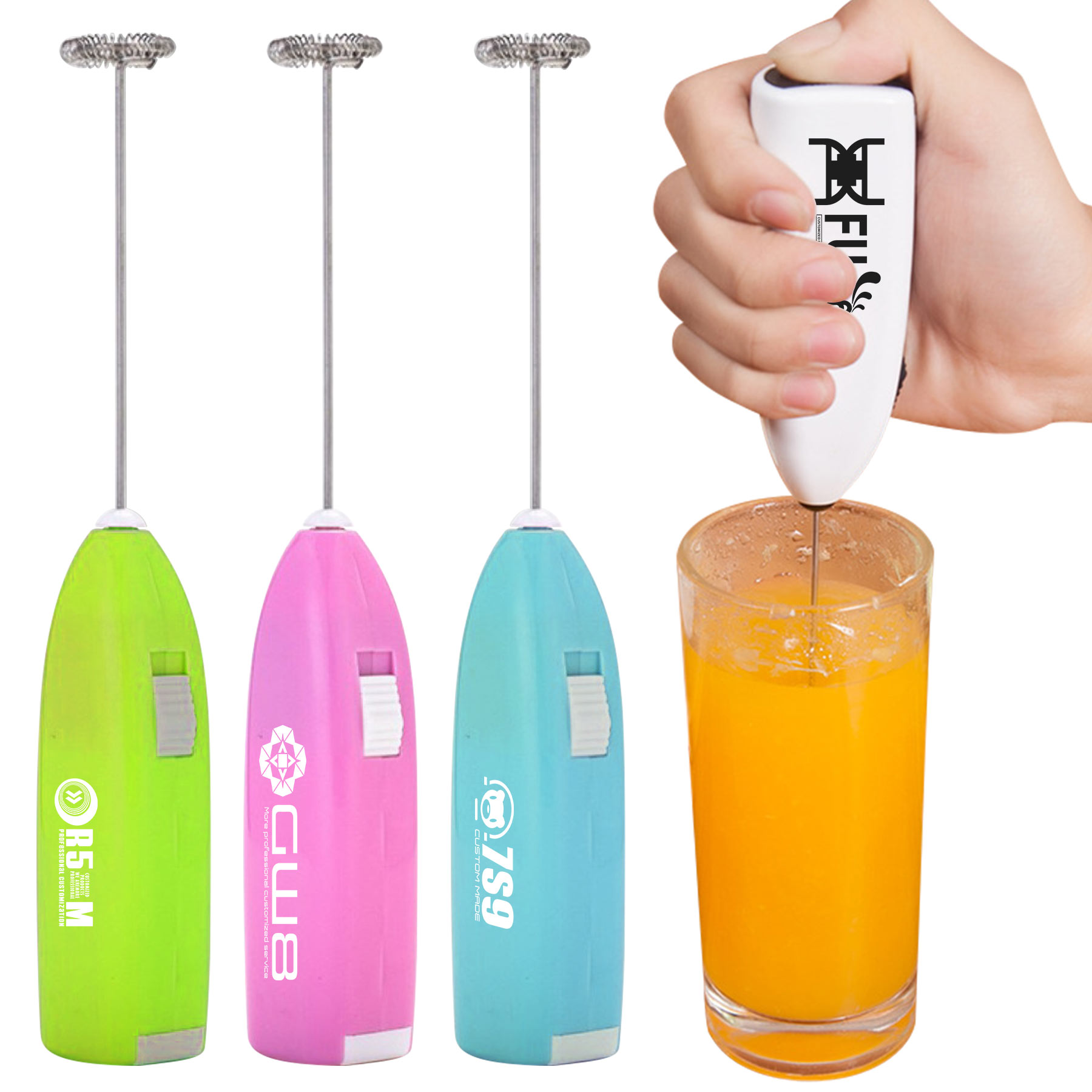 FlyFlyPromos - Milk Frother Handheld Electric Mixer - Promotional Product