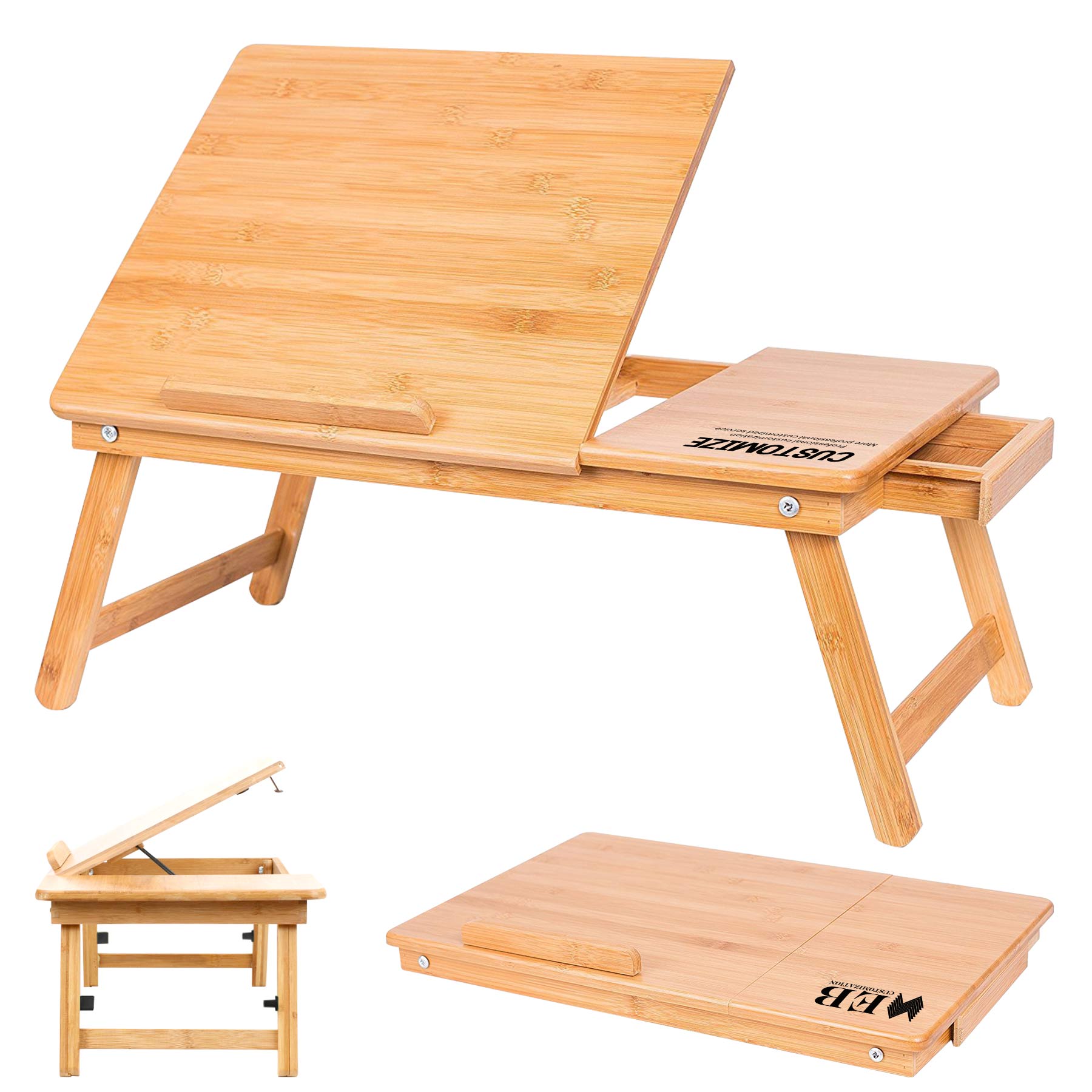 FlyFlyPromos - Foldable Bamboo Laptop Desk - Promotional Product