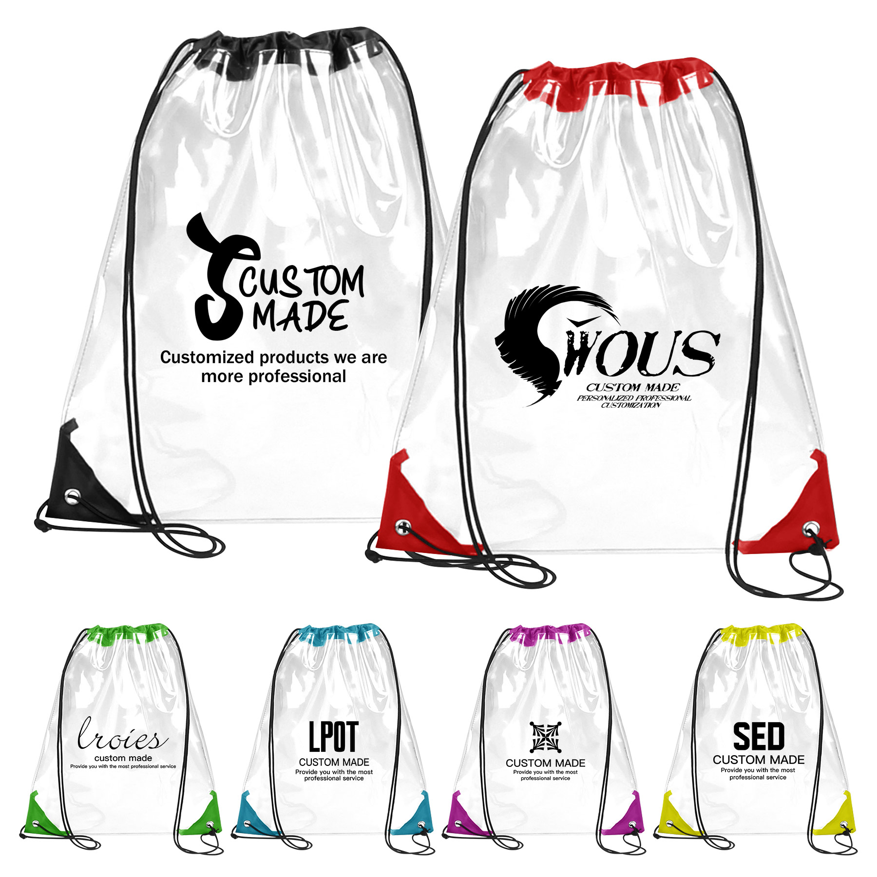 FlyFlyPromos - PVC Transparent Drawstring Backpack Image 1 - Promotional Product