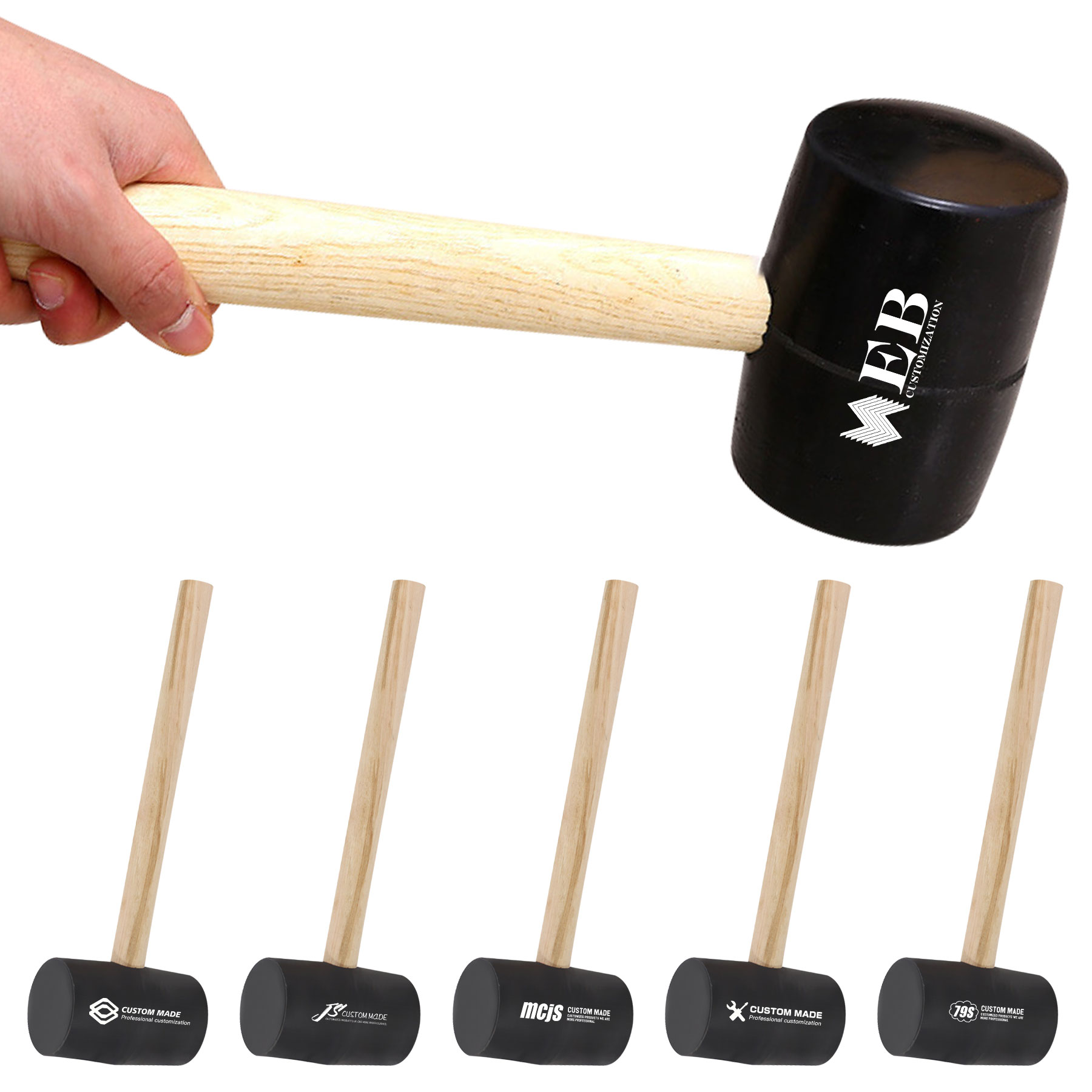 FlyFlyPromos - Rubber Hammer With Wood Handle - Promotional Product