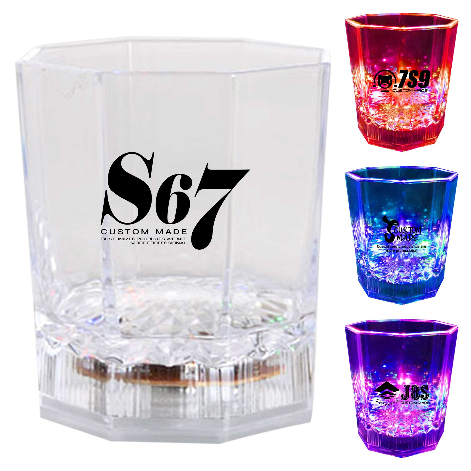 FlyFlyPromos - 8 oz. Rocks Glass w/ Flashing LED Lights - Promotional Product