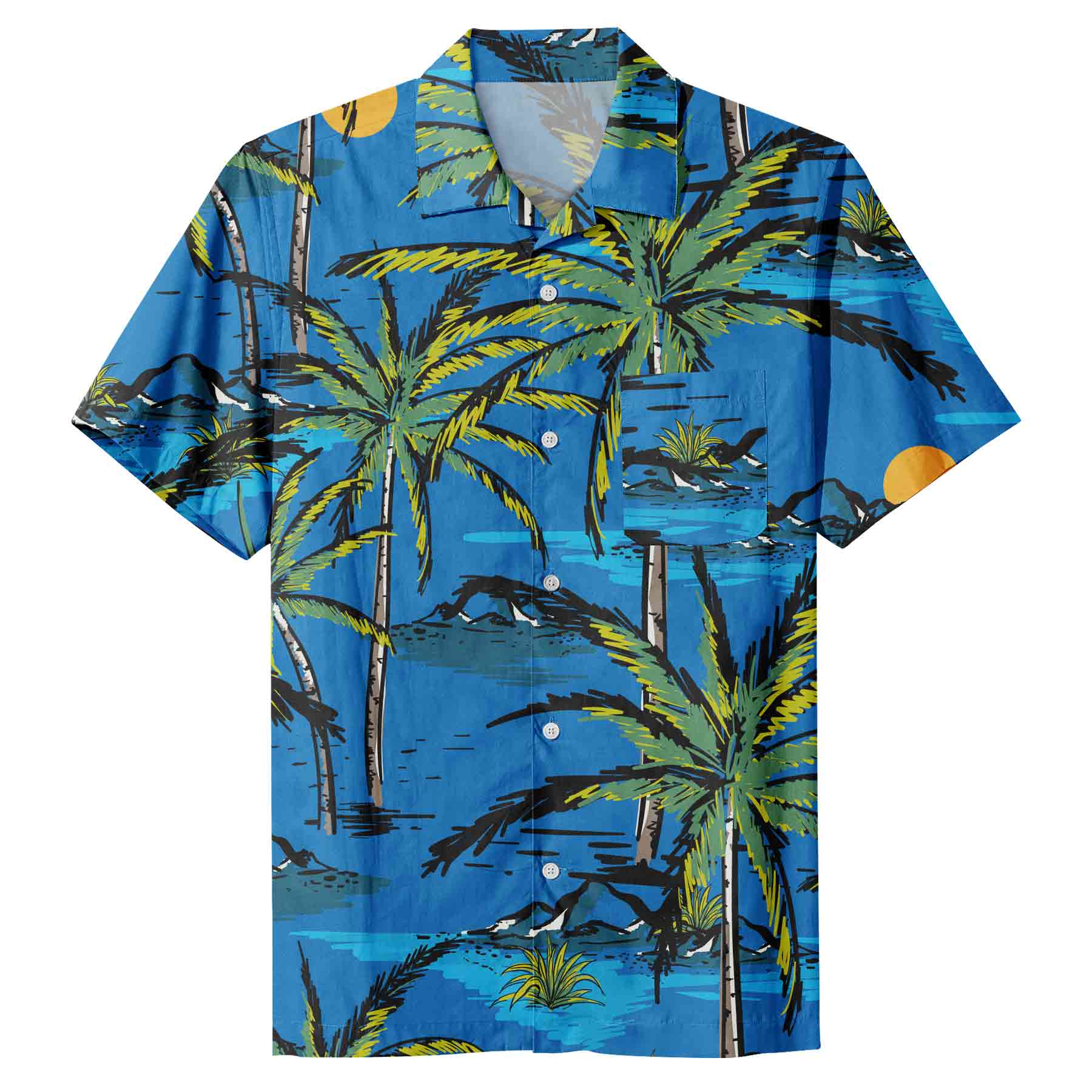 FlyFlyPromos - Mens Hawaiian Short Sleeve Casual Button Down Tropical Beach Shirt Image 7 - Promotional Product