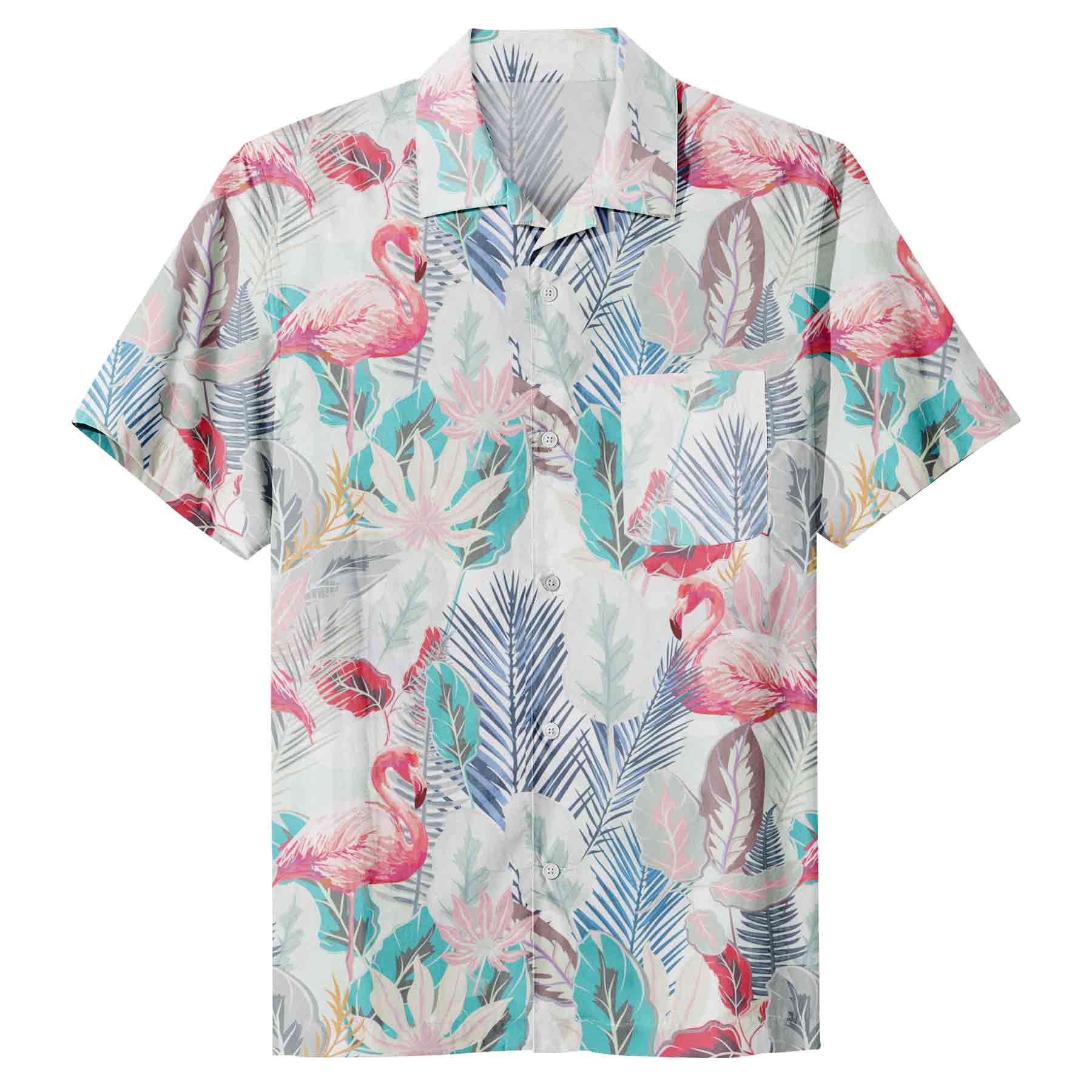FlyFlyPromos - Mens Hawaiian Short Sleeve Casual Button Down Tropical Beach Shirt Image 5 - Promotional Product
