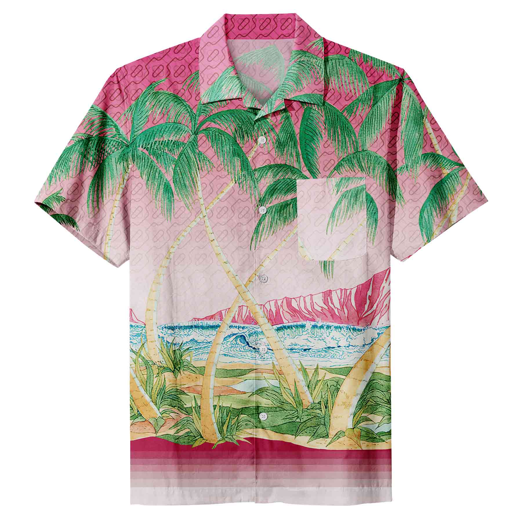 FlyFlyPromos - Mens Hawaiian Short Sleeve Casual Button Down Tropical Beach Shirt Image 2 - Promotional Product