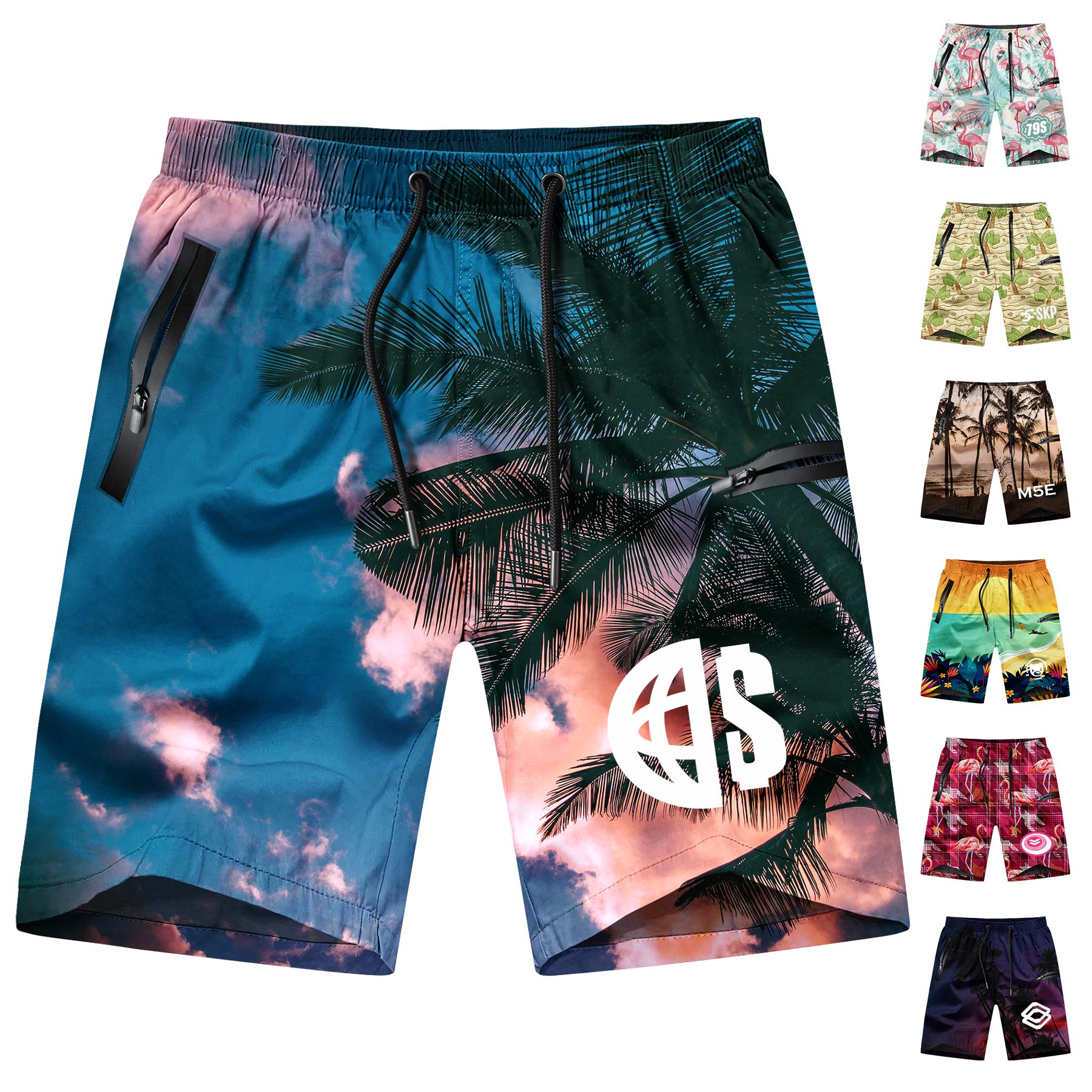 FlyFlyPromos - Quick Dry Summer Beach Board Shorts with 2 Pockets (Full Color) - Promotional Product