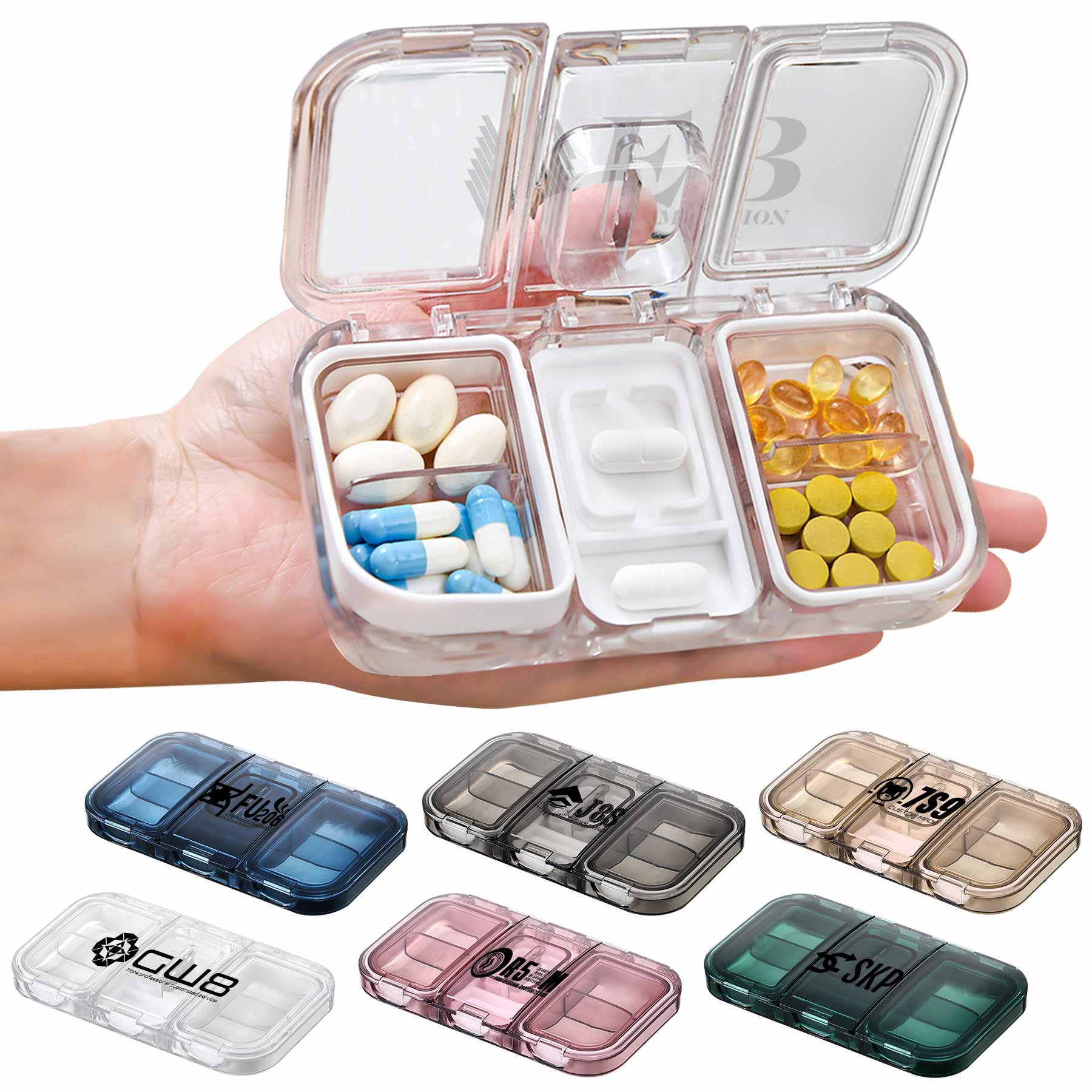 FlyFlyPromos - Travel Pill Container Box for Purse - Promotional Product