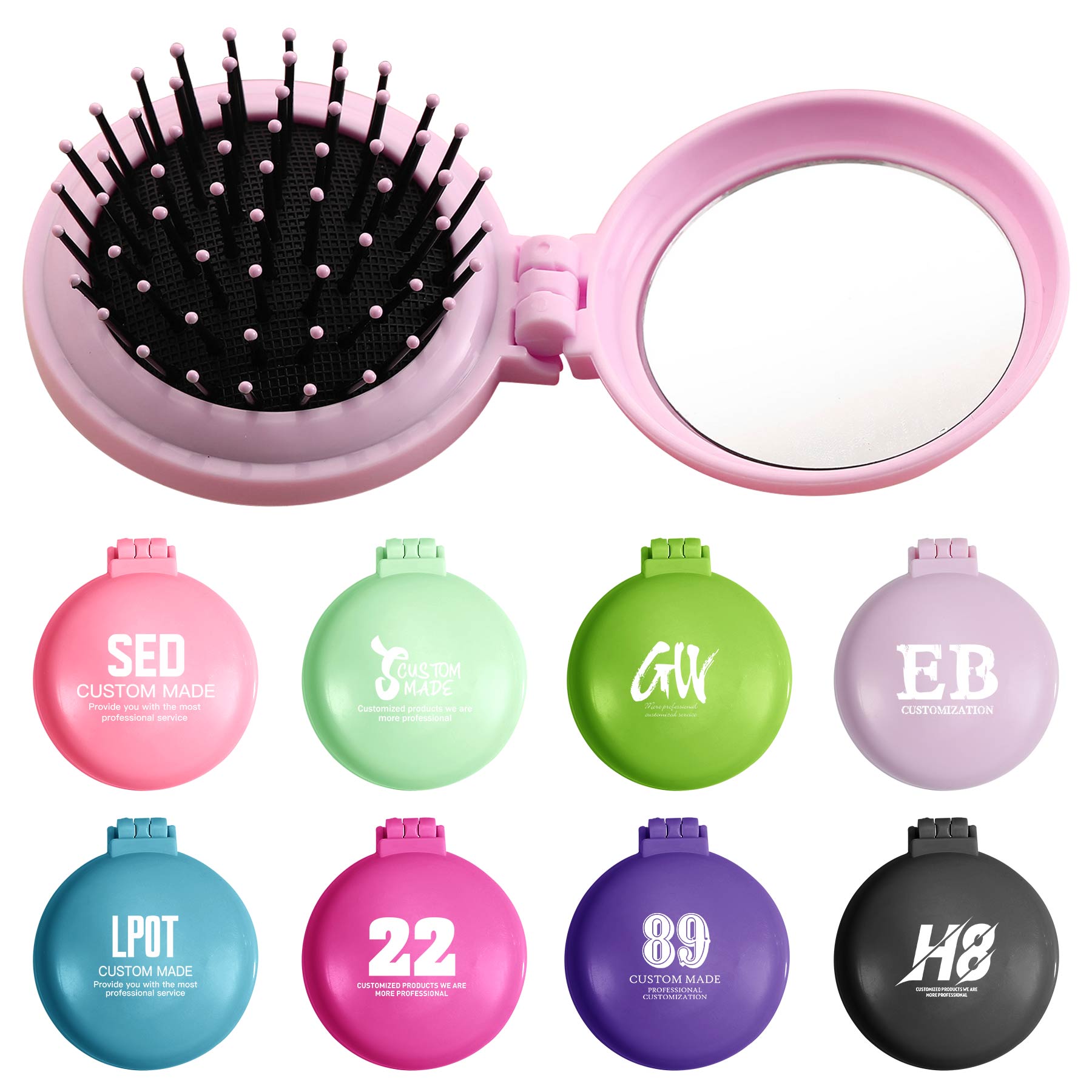 FlyFlyPromos - Foldable Travel Mirror Hair Brushes - Promotional Product