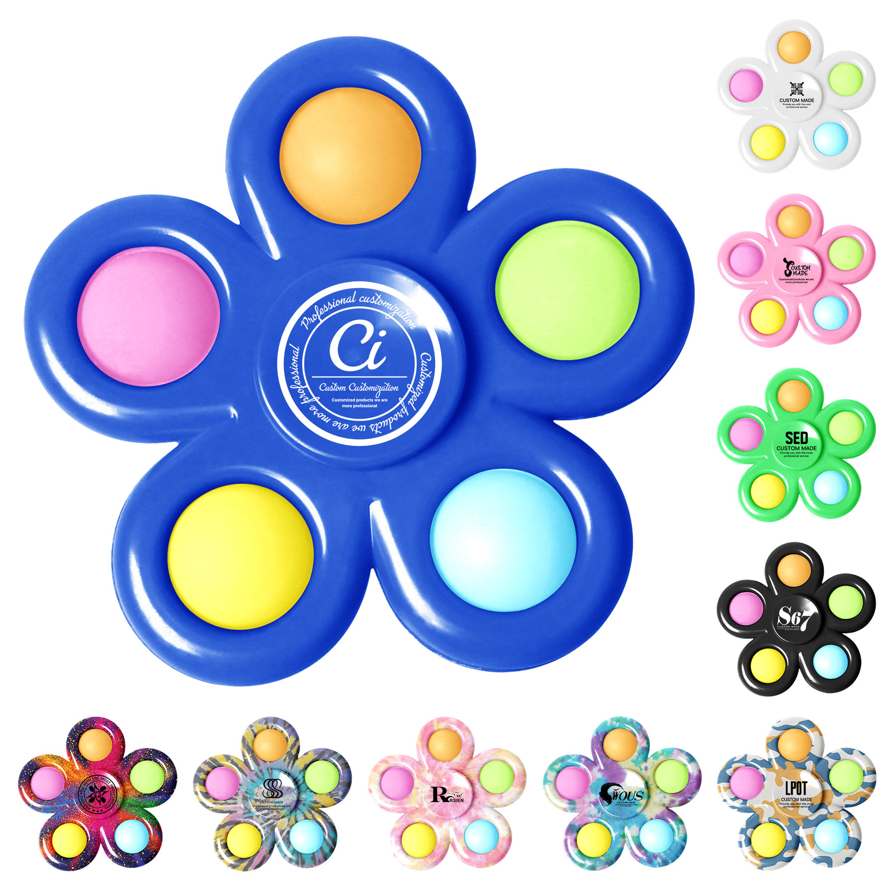 FlyFlyPromos - 5 Fingers Toys Push Bubble Fidget Spinner - Promotional Product