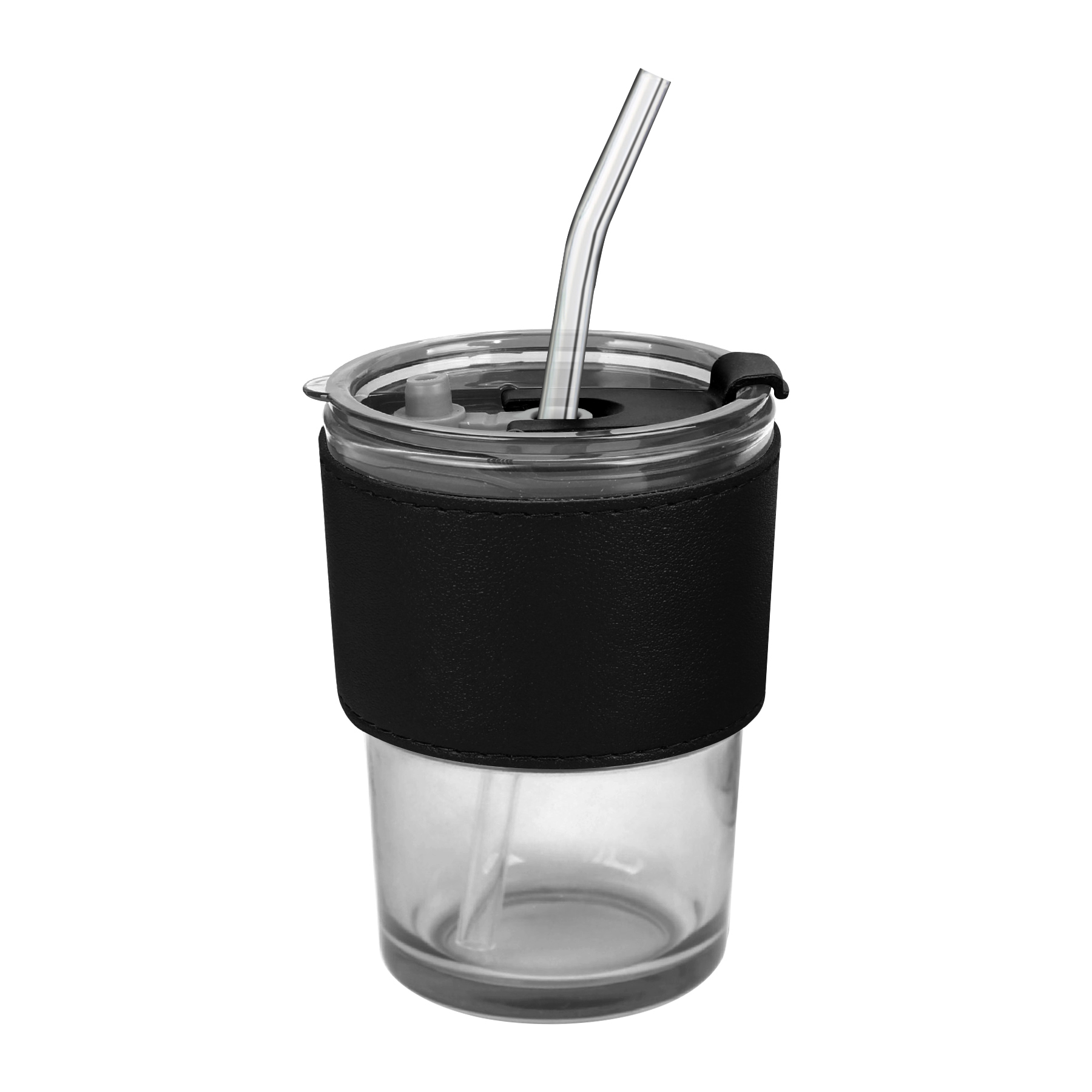 FlyFlyPromos - Anti-scald Glass Cup with Leather Case Straw Image 2 - Promotional Product