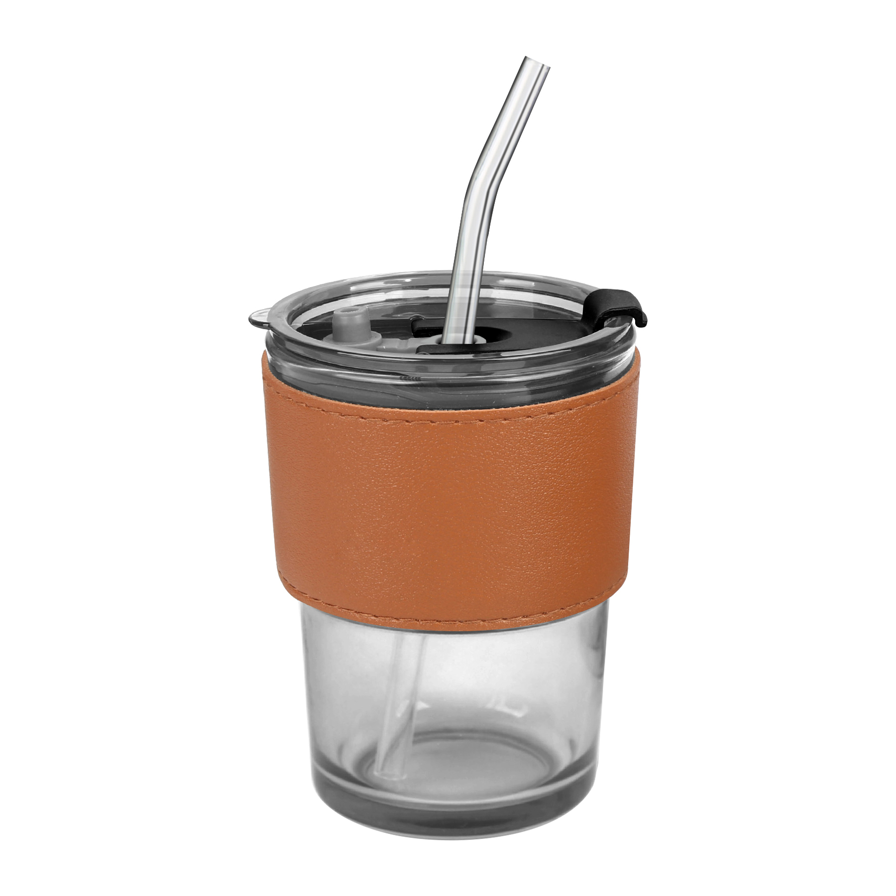 FlyFlyPromos - Anti-scald Glass Cup with Leather Case Straw Image 13 - Promotional Product